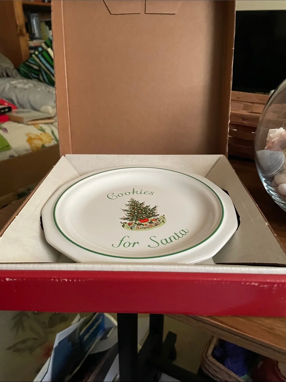Pfaltzgraff White Ceramic 'Cookies for Santa' Plate with Green Trim